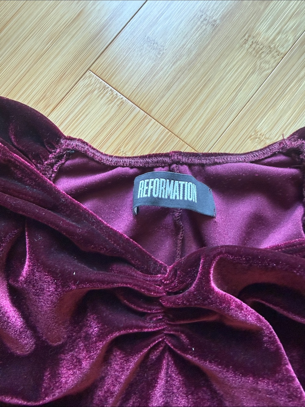 Reformation deep purple velvet sweetheart neck bodycon formal dress - Picture 2 of 4
